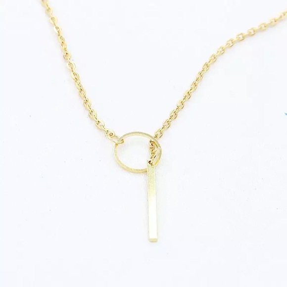 Dainty Gold Toned Circle Drop Lariat Necklace - Picture 3 of 8